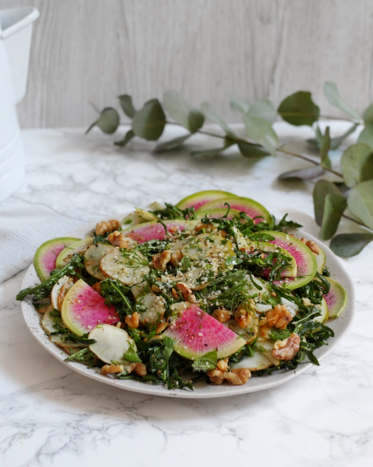 Jerusalem Artichoke & Kale Salad with Lemony Dressing by Micah Siva